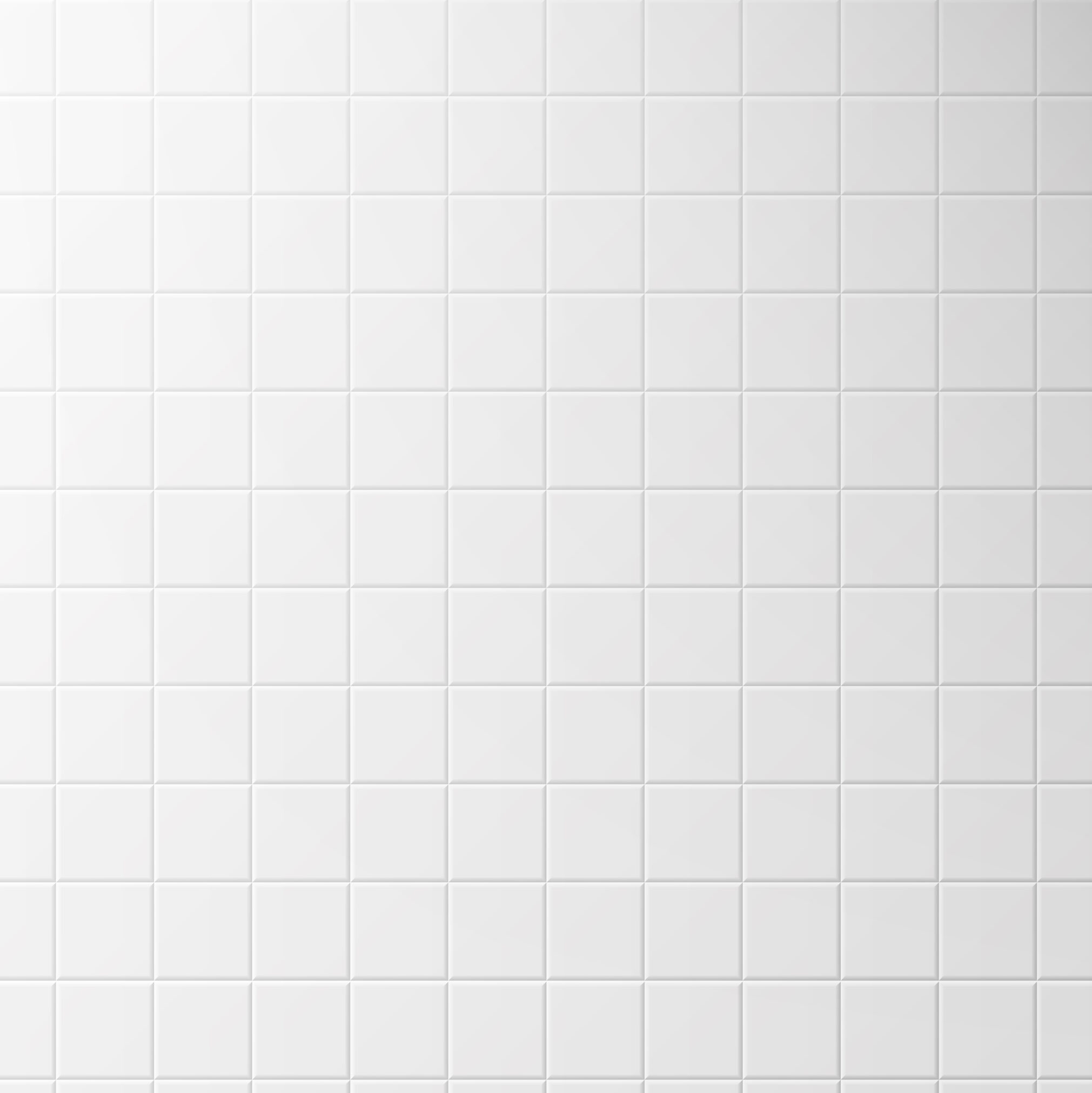 Vector white tile wall and floor in bathroom, kitchen or toilet. Realistic 3d interior of empty clean room with square mosaic surface. Illustration of ceramic tiled washroom